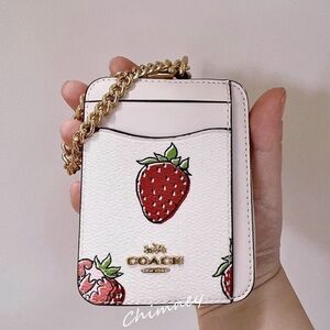 Coach Cream and Red Strawberry Card Holder